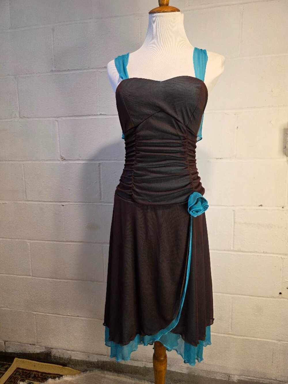 y2k Fairy McBling Alt Whimsical Coquette Indie Brown, Blue Flowy Midi Dress